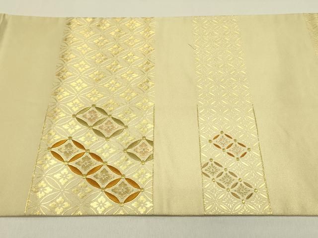  平和屋着物 西陣 川島織物 太鼓柄袋帯 刺繍 七宝花文 金彩 正絹 op 袋帯 帯