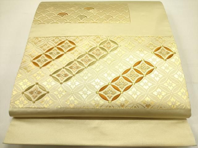 平和屋着物 西陣 川島織物 太鼓柄袋帯 刺繍 七宝花文 金彩 正絹 op