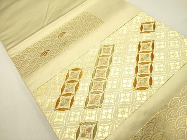 平和屋着物 西陣 川島織物 太鼓柄袋帯 刺繍 七宝花文 金彩 正絹 op