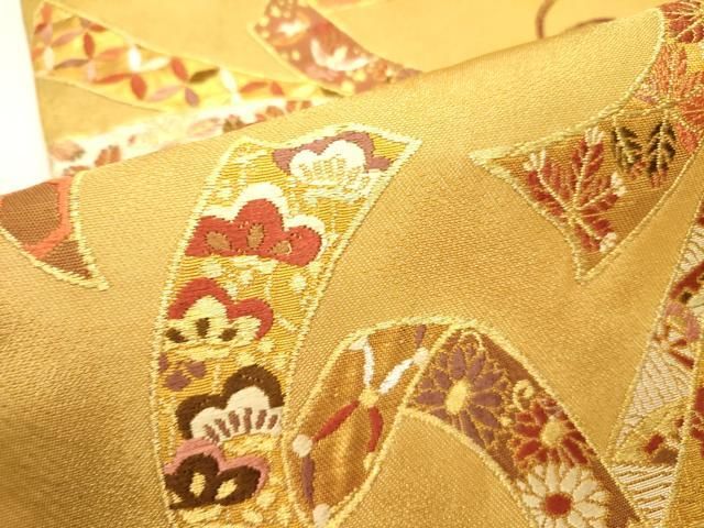  平和屋着物 太鼓柄袋帯 唐織 束ね熨斗花文 純金箔 正絹 op 袋帯 帯