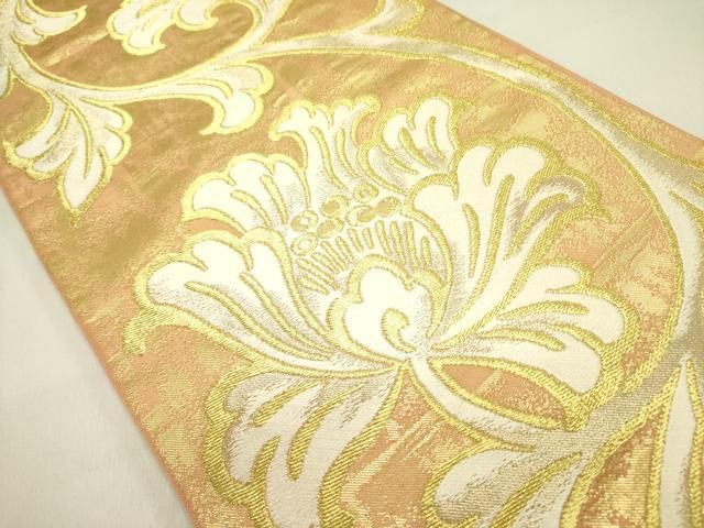 平和屋着物 西陣 川島織物 六通柄 本袋帯 枝花文 金糸 正絹 op