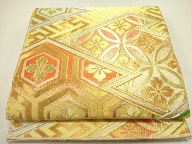 平和屋着物 西陣 川島織物 六通柄 本袋帯 吉祥花文 金銀糸 正絹 op