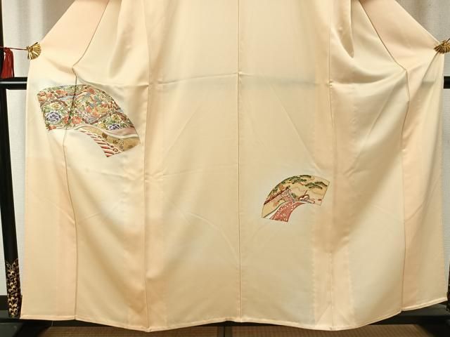 刺繍 扇面花鳥文