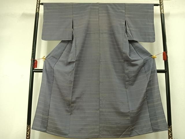 平和屋着物 上質な小紋 単衣 横縞 正絹 fy