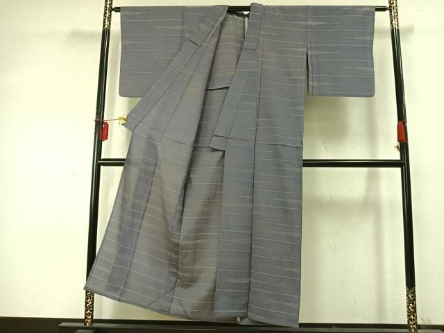  平和屋着物 上質な小紋 単衣 横縞 正絹 fy 小紋 着物