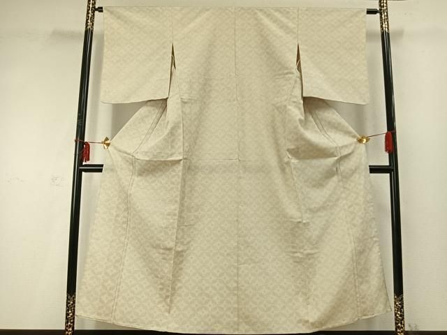 平和屋着物 本塩沢 単衣 110亀甲 七宝文 正絹 fy