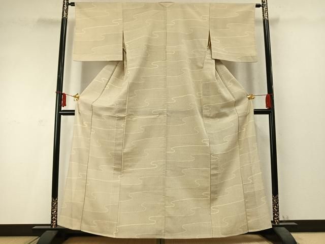 平和屋着物 本塩沢 単衣 110亀甲 流水文 正絹 fy