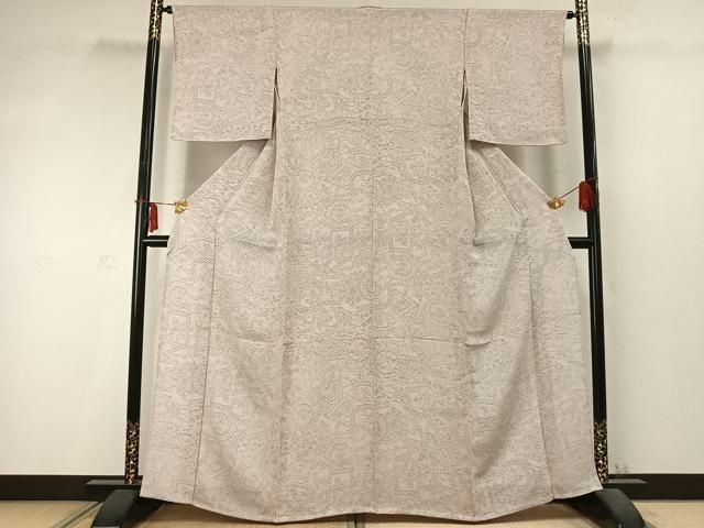 平和屋着物 上質な小紋 単衣 色紙花丸文 鬼しぼ縮緬 正絹 fy