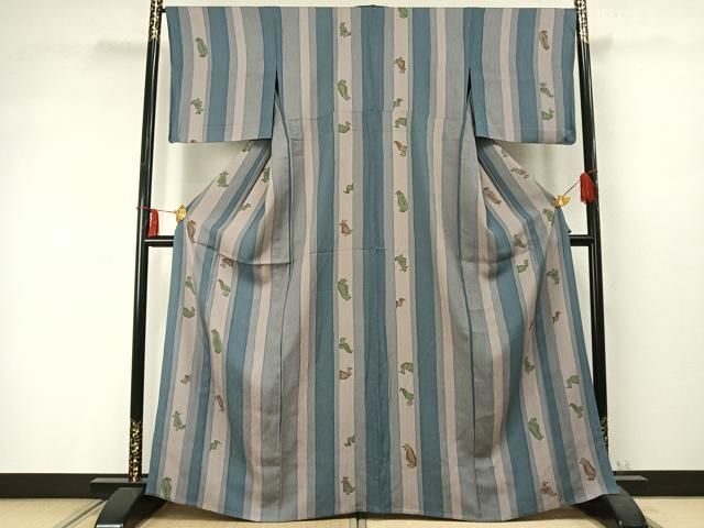 平和屋着物 上質な小紋 単衣 間道 正絹 fy