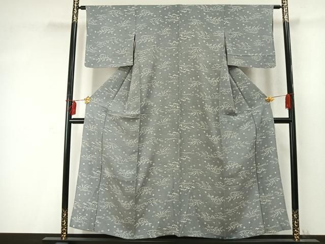 平和屋着物 上質な小紋 単衣 草花文 正絹 fy