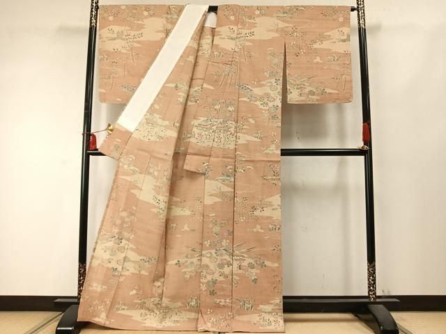 平和屋着物▽生紬 単衣 風景花文 正絹 逸品 未使用 AABD0288fy - メルカリ