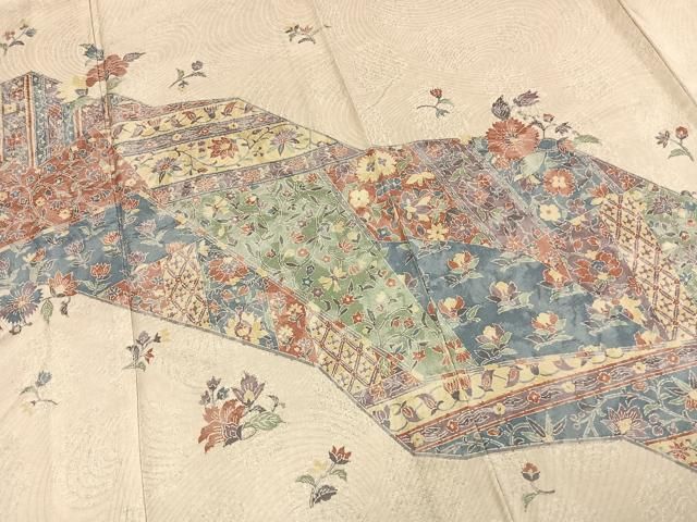  平和屋着物 訪問着 単衣 草花文 正絹 fy 訪問着 付け下げ 着物