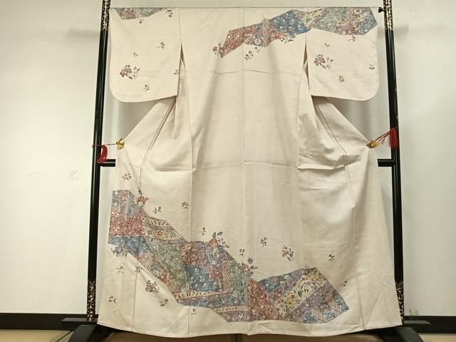 平和屋着物 訪問着 単衣 草花文 正絹 fy