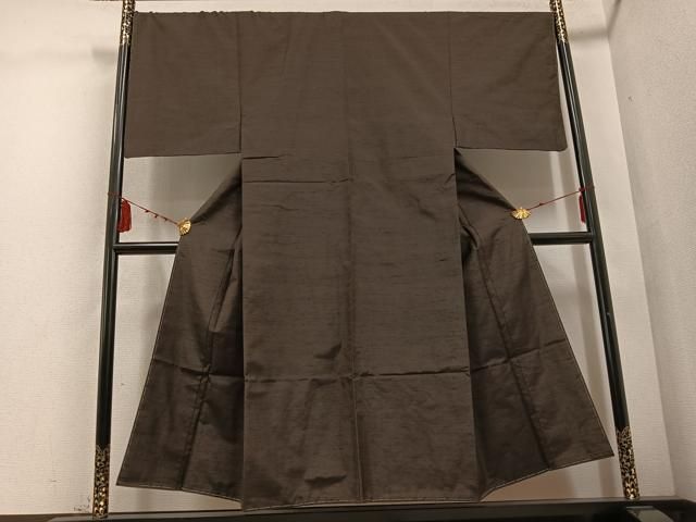 平和屋着物 男性 紬 アンサンブル 色無地 赤墨色 正絹 AABD4466ph