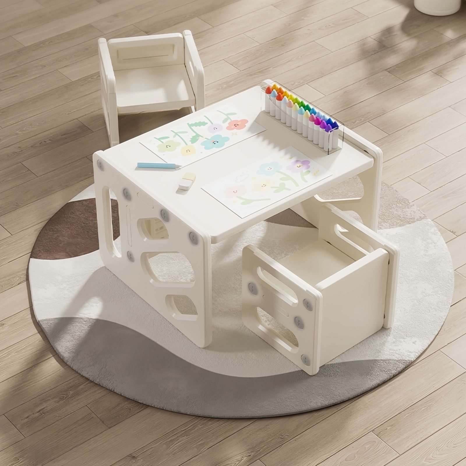 デスク-チェア3点セット 子供用テーブル 子供机 テーブルセット 学習デスク 机 幼児机 組立簡単 北欧 チェア テーブル 学習机セット おしゃれ 勉強 お絵描き ギフト