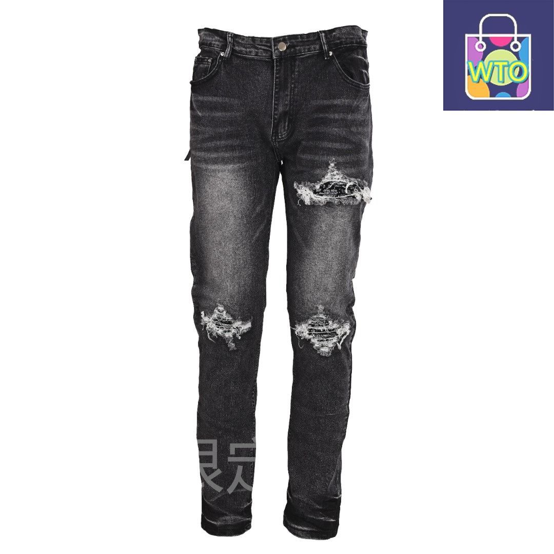 今日 AMIRI アミリ リメイクドパッチワークデニムパンツ ハンドメイドリメイク加工