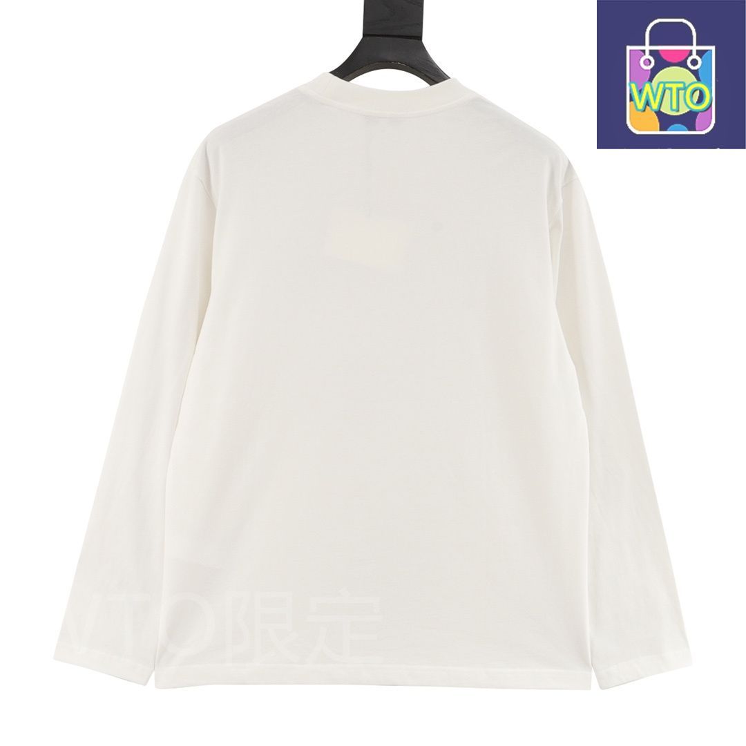 今日 Loewe ロエベ クラシックシリーズ 位置違いロゴ小刺繍ロングスリーブTシャツ 小サイズ立体刺繍加工アウター トップス