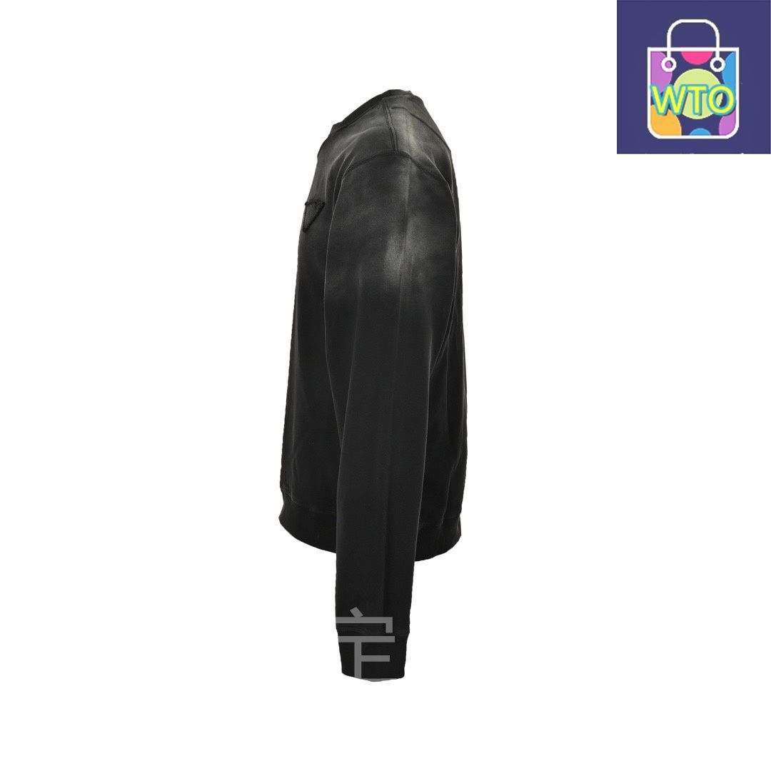 今日 Prada プラダ トライアングルロゴパッチ水洗グラデーション丸襟スウェット 高克重編み棉素材アウター トップス