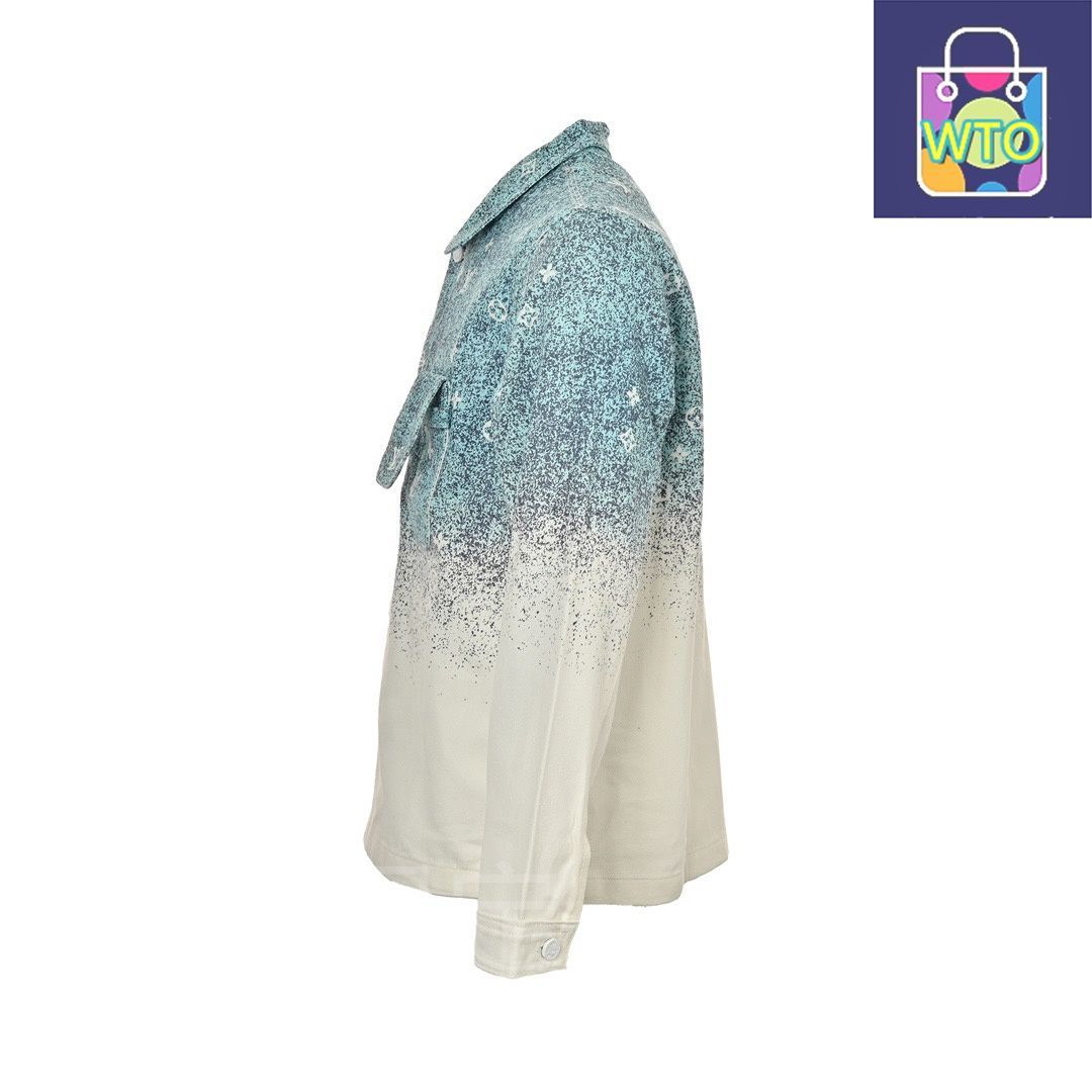 今日 Louis Vuitton ルイ ヴィトン 星空染めモノグラムグラデーションデニムシャツジャケット 手描きスプレー染め加工