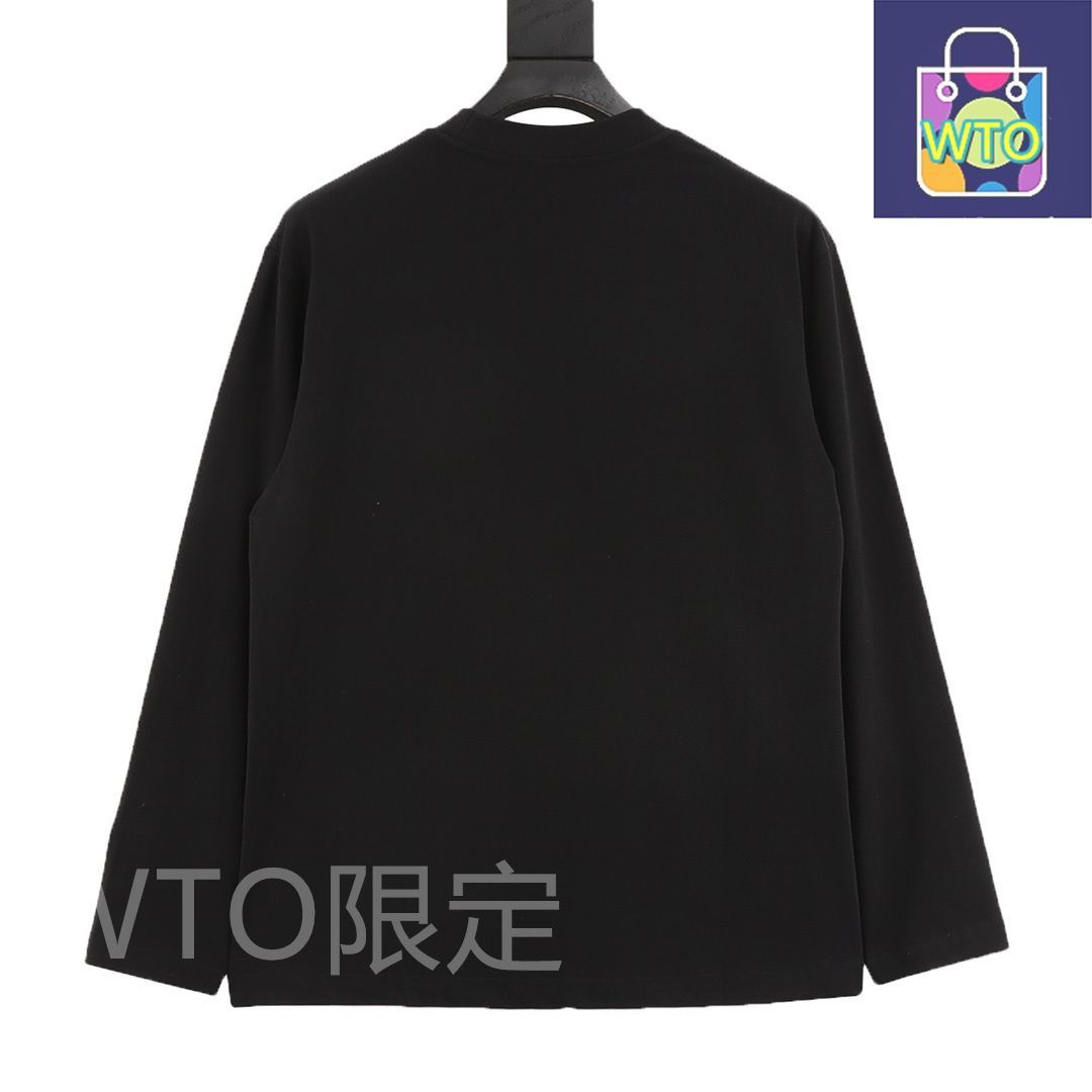 今日 Loewe ロエベ クラシックシリーズ 位置違いロゴ立体刺繍ロングスリーブTシャツ 立体刺繍加工アウター トップス