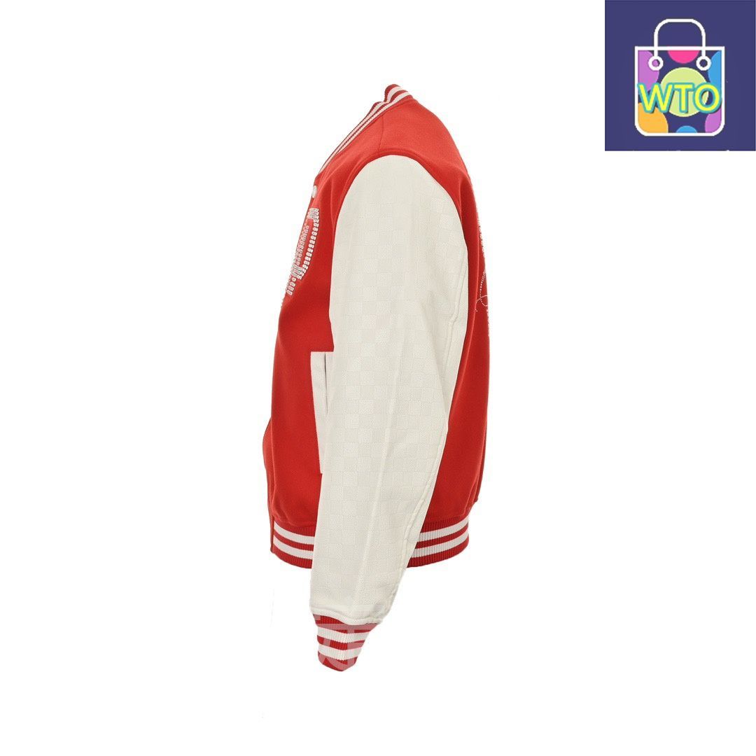 今日 Louis Vuitton ルイ ヴィトン パールストーン＆ストーンレターベースボールジャケット 背面深海パール手作り串珠加工アウター トップス