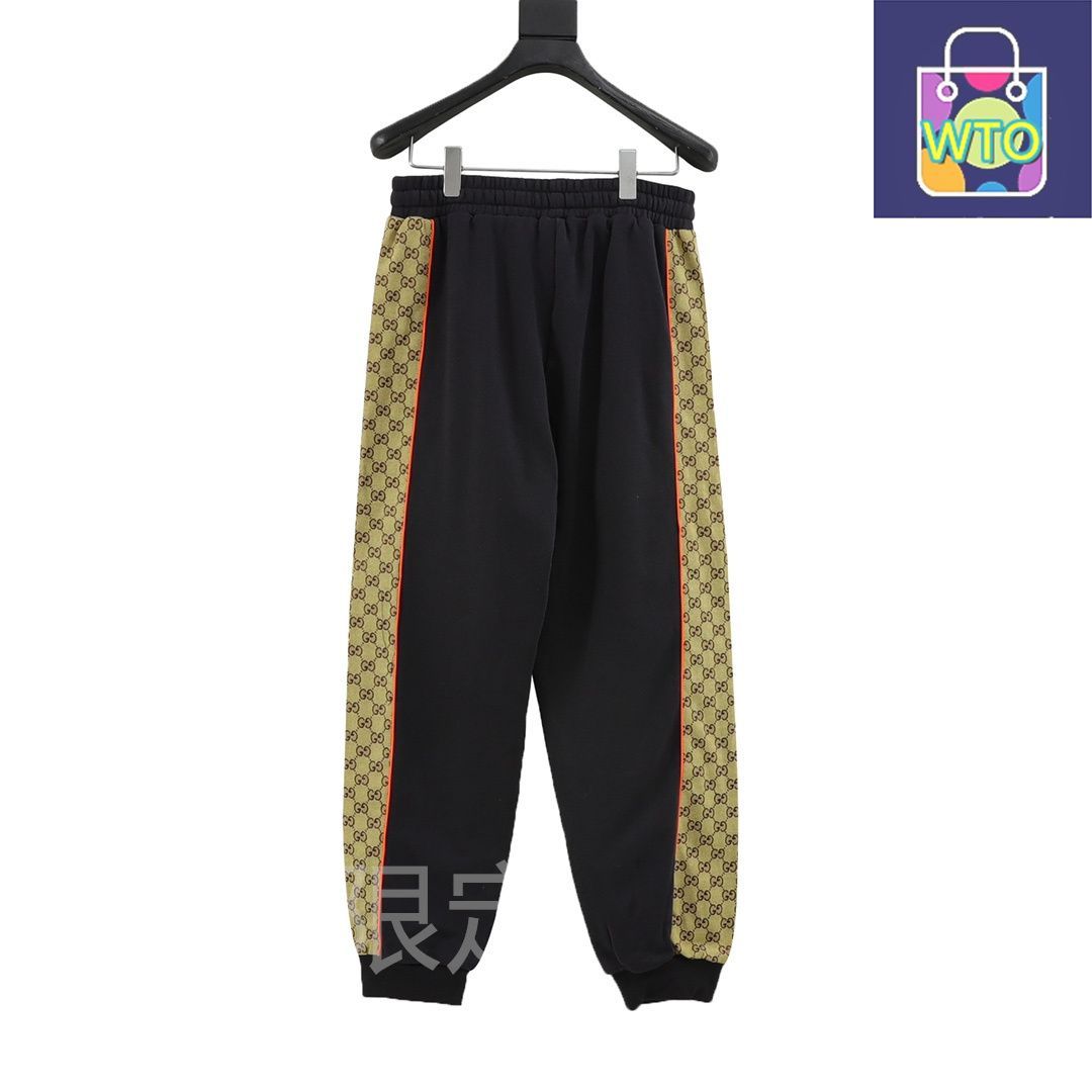 今日 Gucci グッチ モノグラムパッチワーククローズドレッグパンツ 綿製魚鱗地素材と ブロック縁取り加工パンツ
