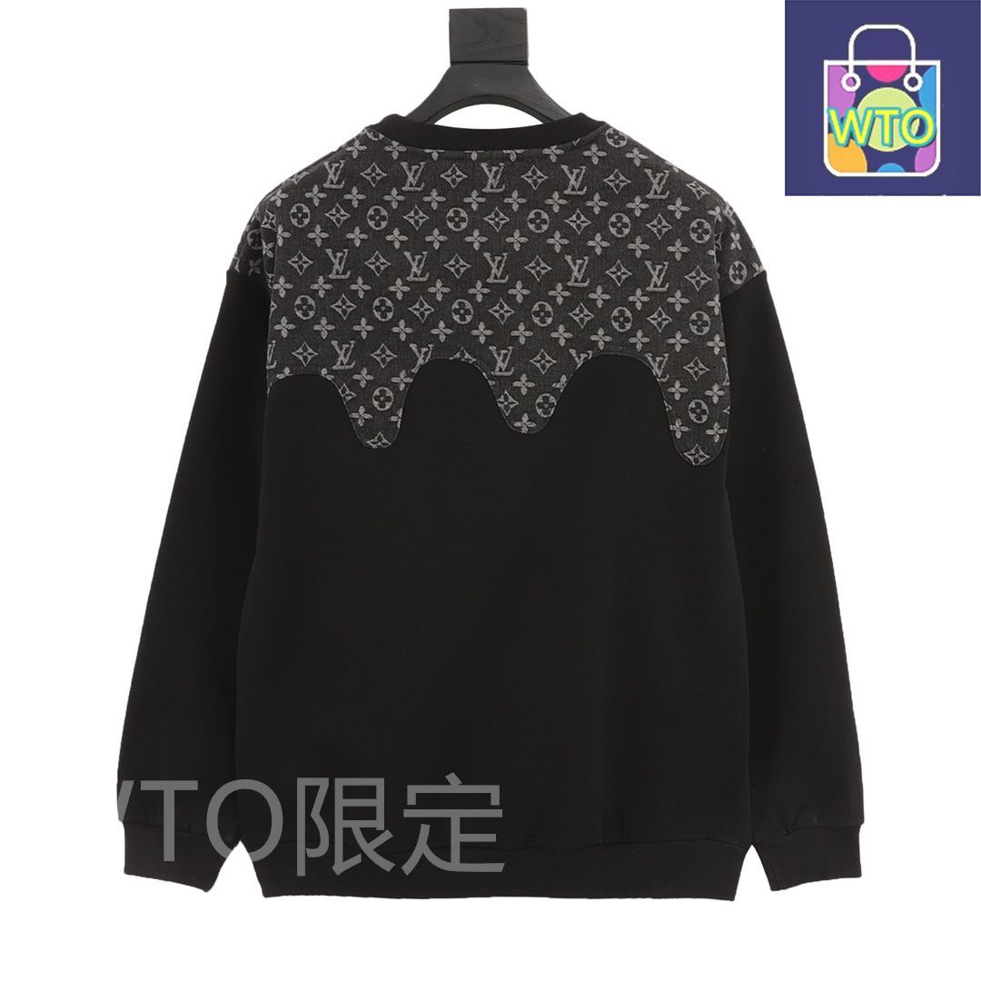 今日 Louis Vuitton ルイ ヴィトン モノグラムパッチワーク丸襟ロングスリーブTシャツ 高密度双糸綿素材パンツ