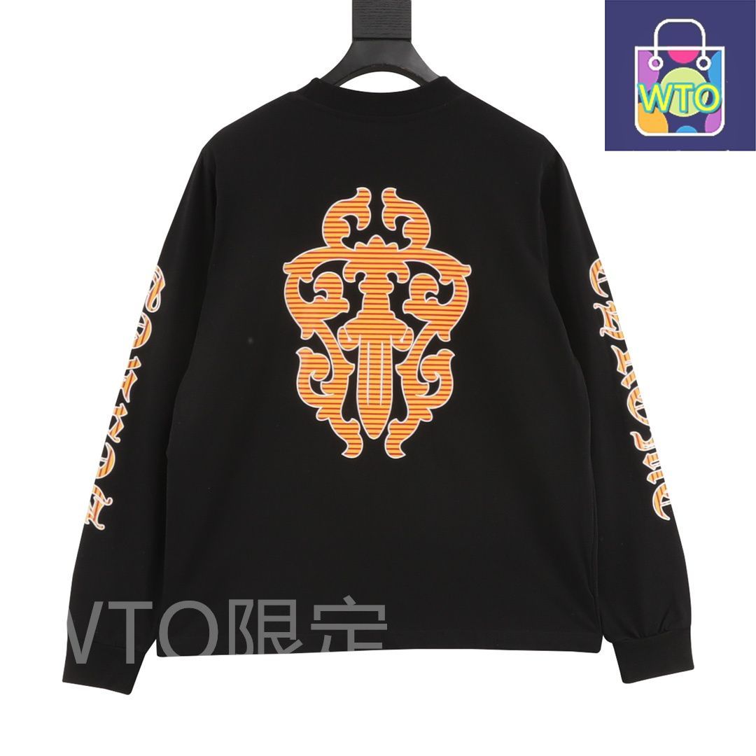 今日 Chrome Hearts クロムハーツ マイアミコラボレーション丸襟プリントロングスリーブTシャツ 280 g双糸綿素材アウター トップス