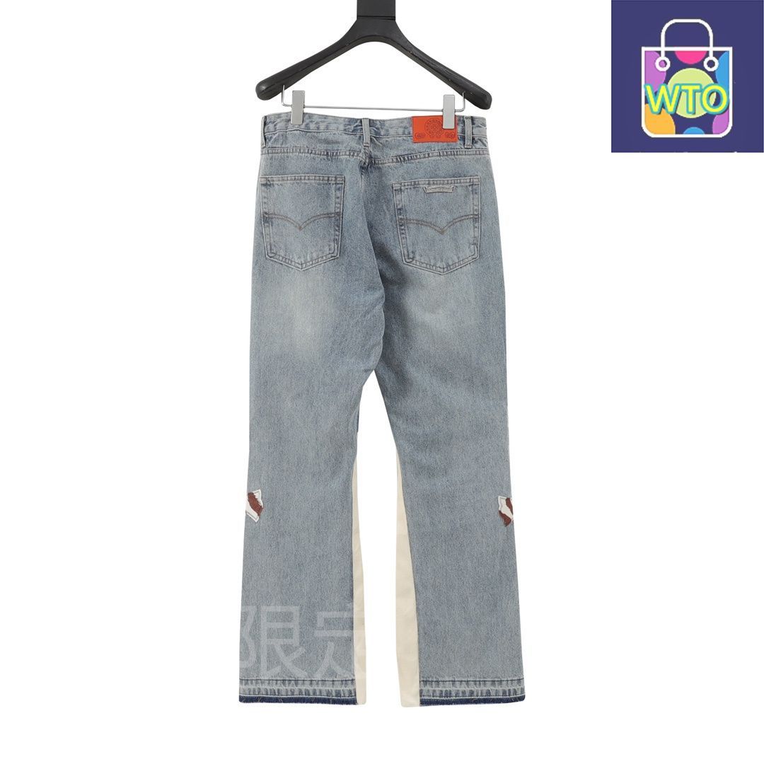 今日 Chrome Hearts クロムハーツ ロサンゼルス シリーズ フ 破壊パッチデニムパンツ 十字花パッチ装飾パンツ