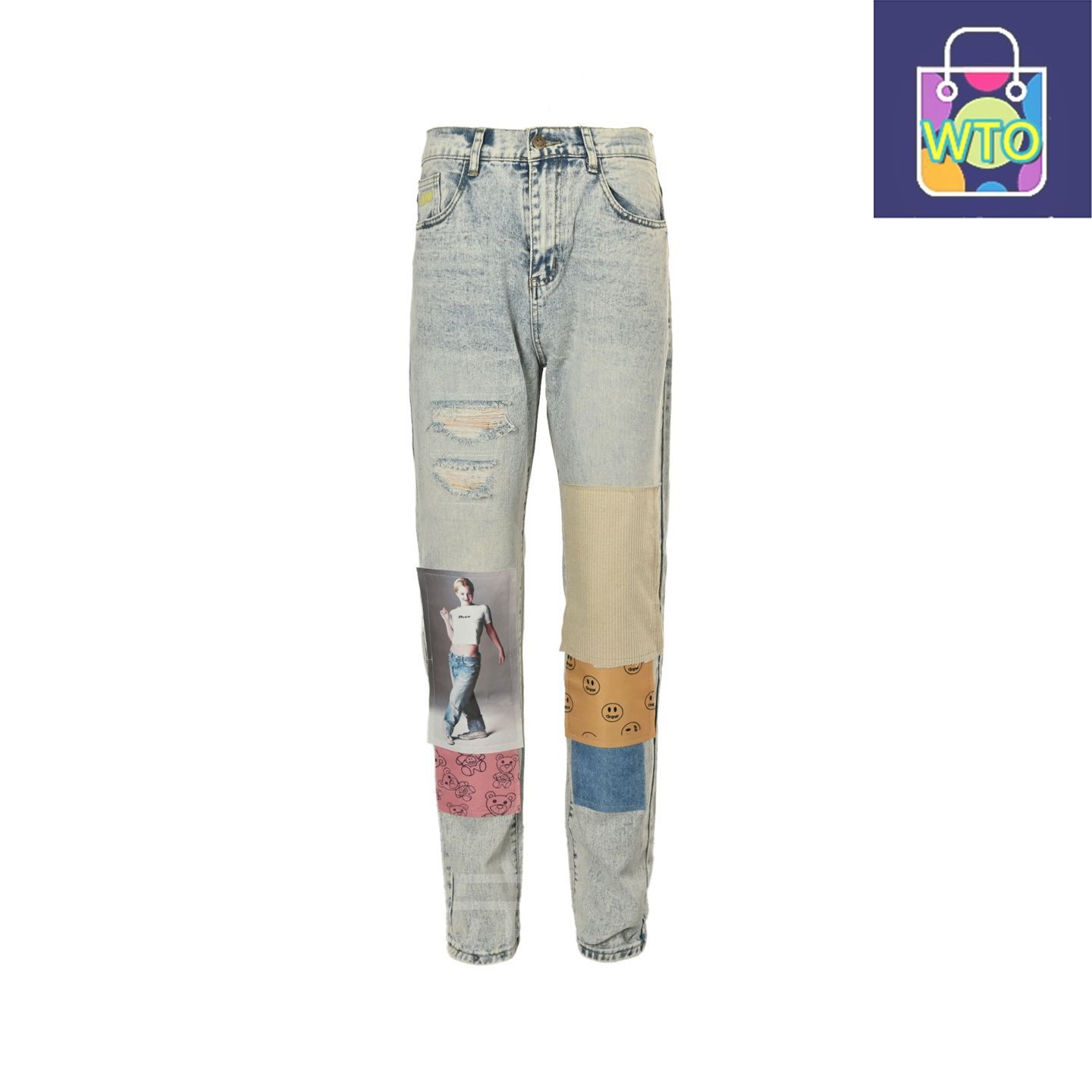 今日 Drew House ドリューハウス スマイルパッチジーンズ 手作りデストロイド加工パンツ