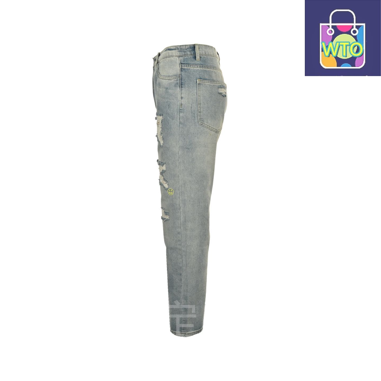 今日 Drew House ドリューハウス スマイル破れジーンズ 手作りデストロイド加工にスマイルパッチパンツ