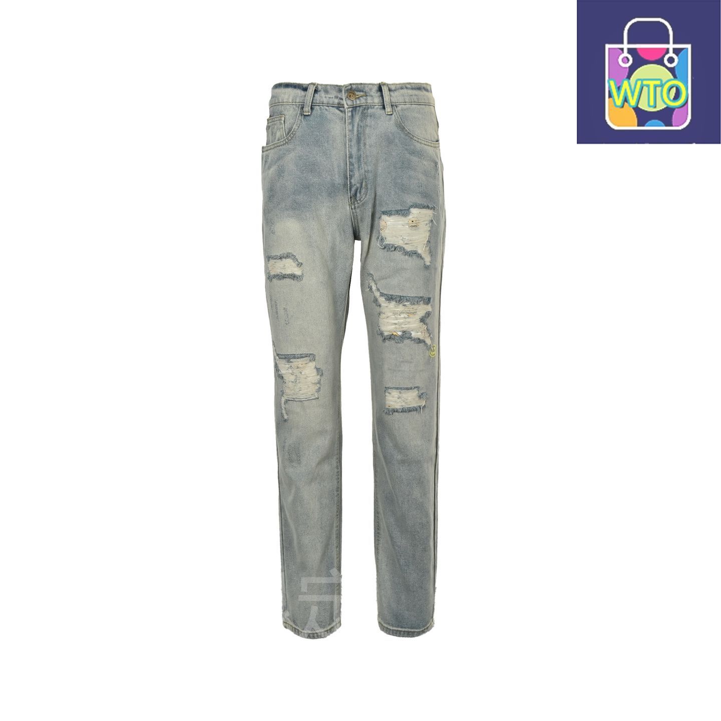 今日 Drew House ドリューハウス スマイル破れジーンズ 手作りデストロイド加工にスマイルパッチパンツ