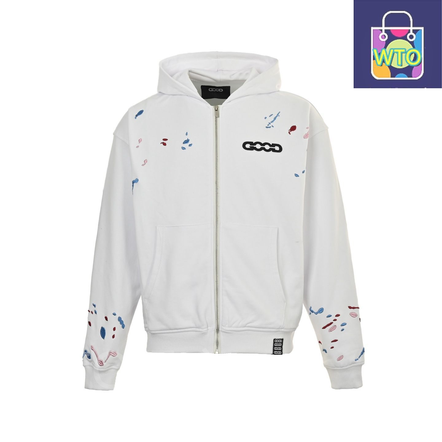 今日 Good Brand グッドブランド キャンディ刺繍スプラッシュプリントジッパーフード付きジャケット 高品質高克重素材アウター トップス