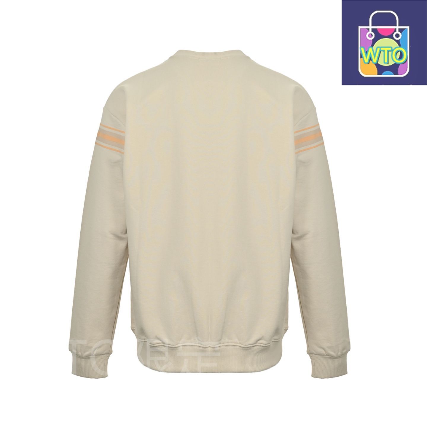 戦馬ロゴ刺繍横縞丸襟スウェット