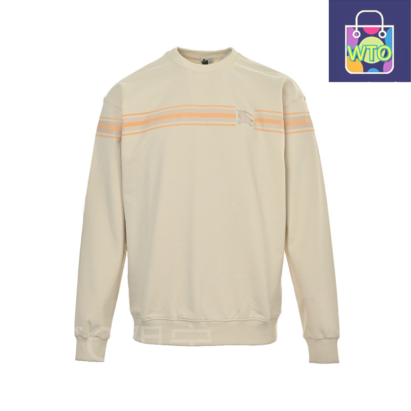 今日 Burberry バーバリー 戦馬ロゴ刺繍横縞丸襟スウェット 客供毛圈編み綿素材アウター トップス