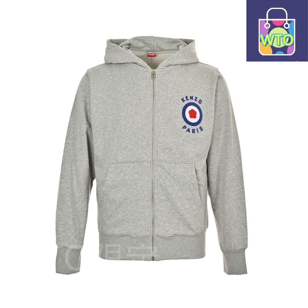 今日 Kenzo ケンゾー 23FWブルーフラワーフード付きジッパースウェットシリーズ 410g全棉軽抓毛素材YKKジッパー使用アウター トップス
