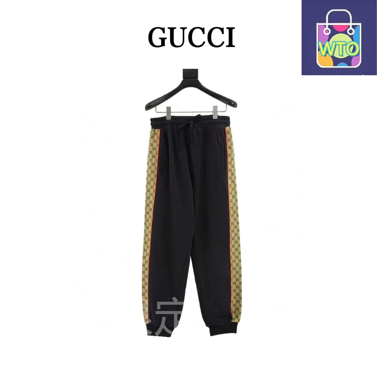 今日 Gucci グッチ モノグラムパッチワーククローズドレッグパンツ 綿製魚鱗地素材と ブロック縁取り加工パンツ