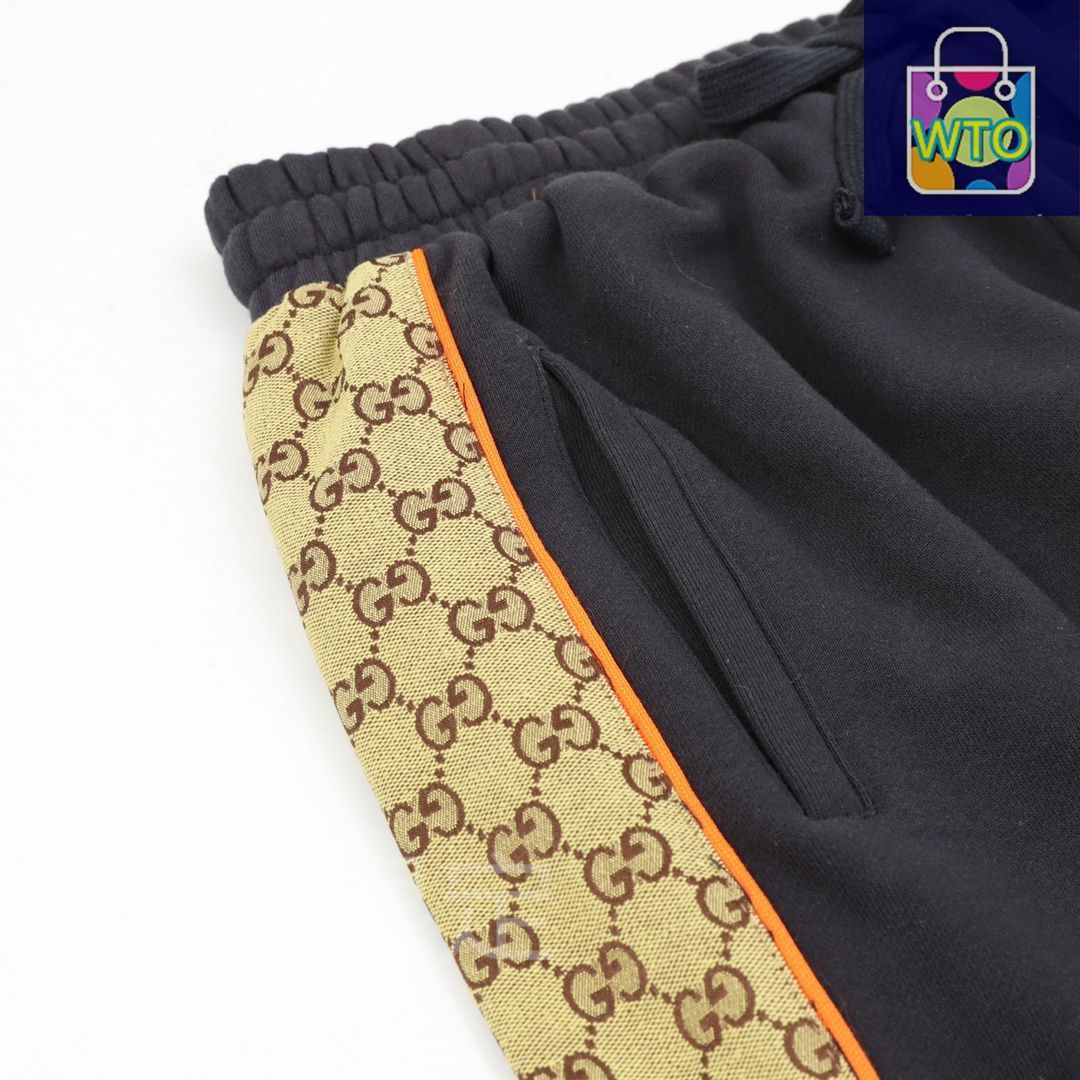 綿製魚鱗地素材と ブロック縁取り加工パンツ