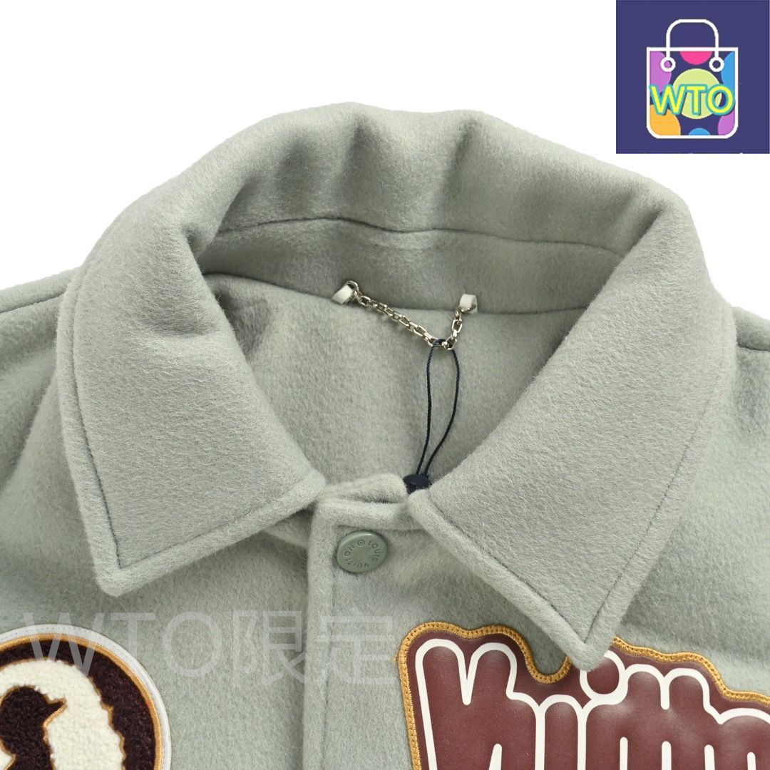  今日 Louis Vuitton ルイ ヴィトン デビルアイステッチベースボールジャケット ウール混紡素材＆オーストラリア産レザー袖アウター トップス トップス バレエ