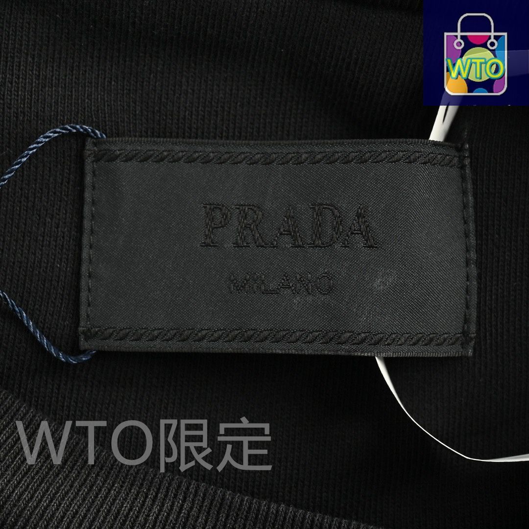  今日 Prada プラダ トライアングルロゴパッチ水洗グラデーション丸襟スウェット 高克重編み棉素材アウター トップス トップス バレエ