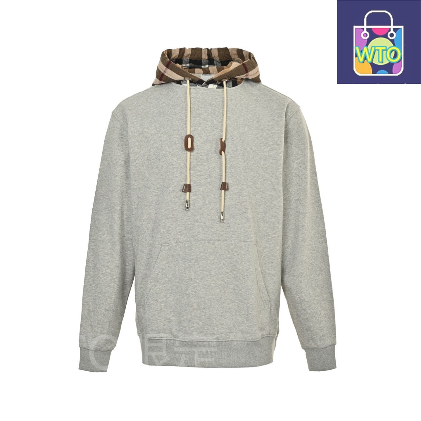 今日 Burberry バーバリー 接ぎ目チェックフードスウェット 毛圈素材アウター トップス