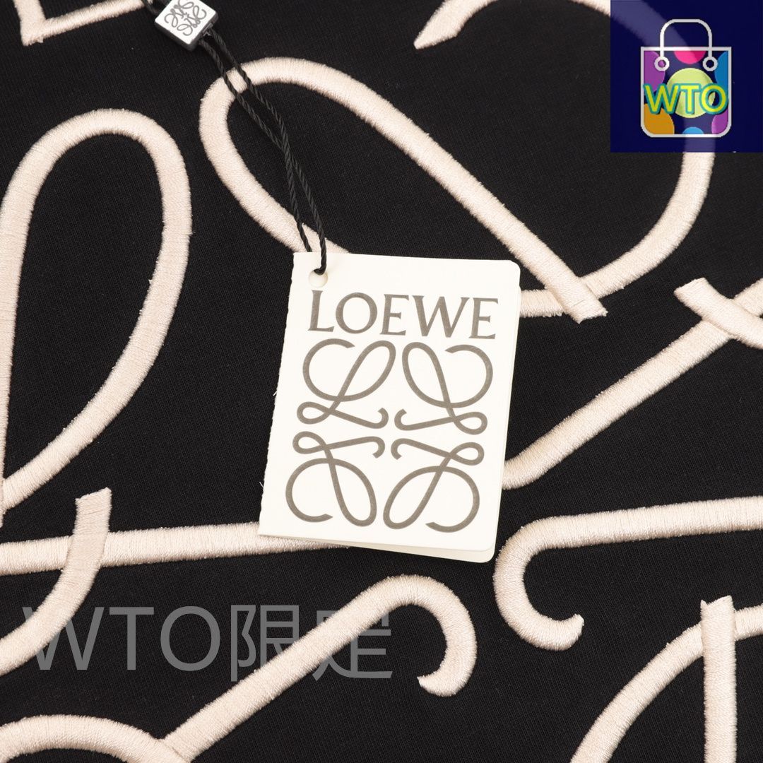  今日 Loewe ロエベ クラシックシリーズ 位置違いロゴ立体刺繍ロングスリーブTシャツ 立体刺繍加工アウター トップス トップス バレエ