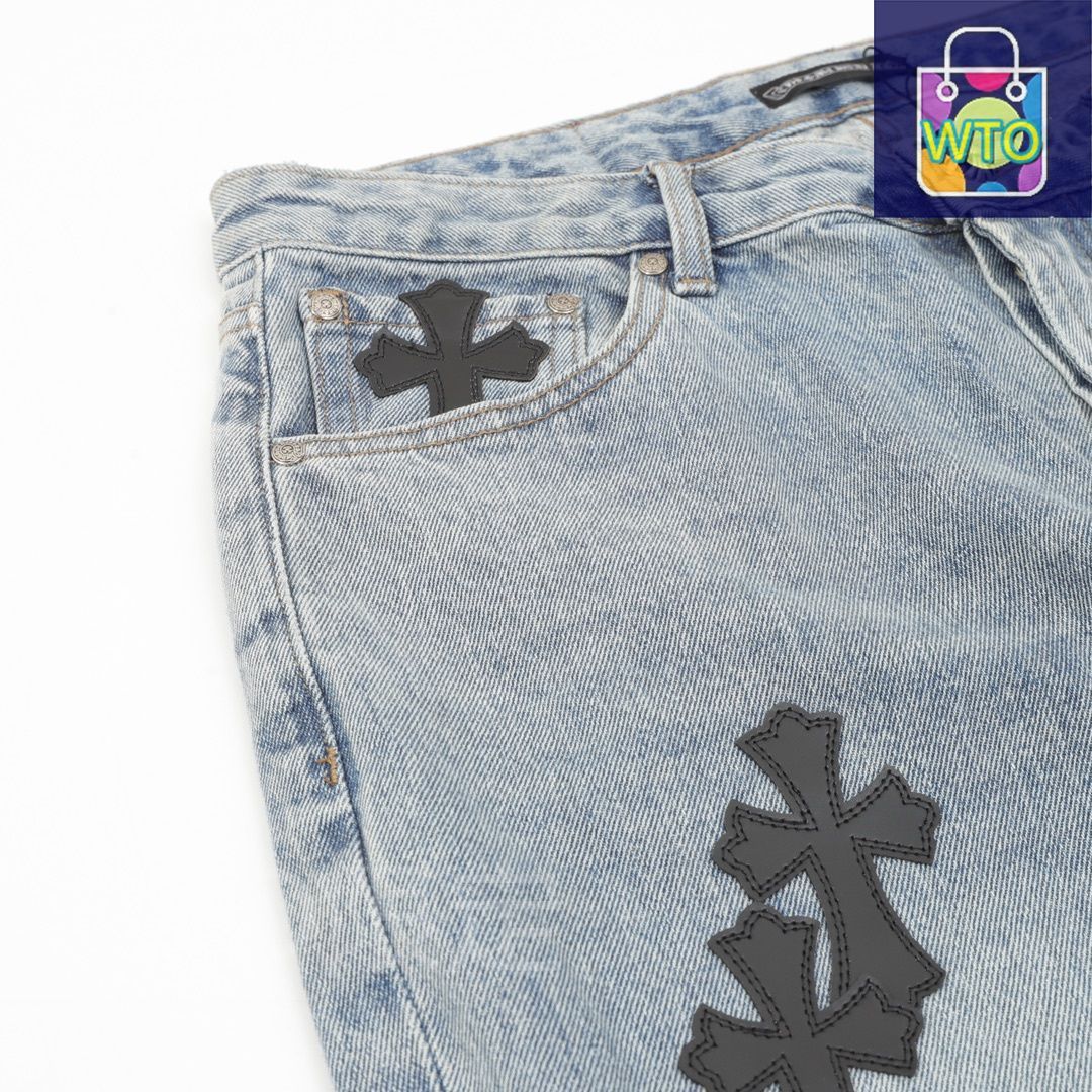 破壊パッチデニムパンツ