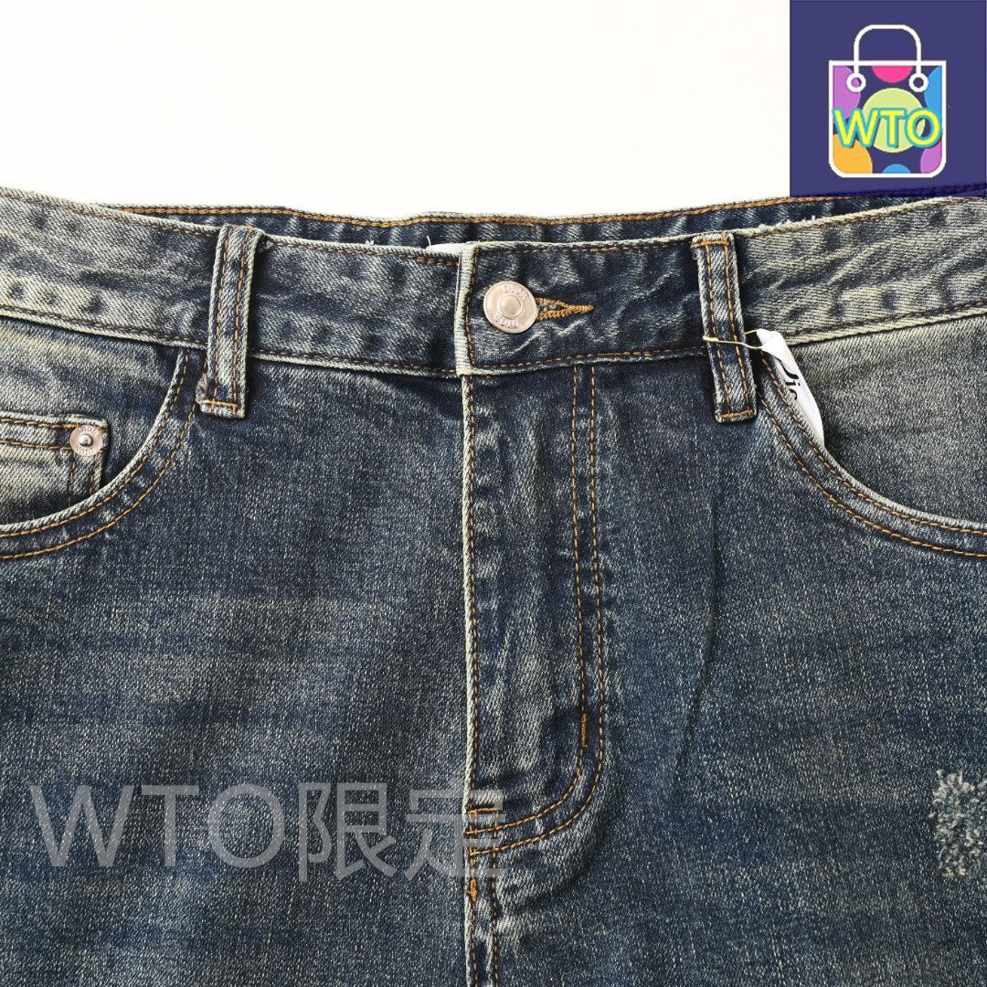 後ポケットエッフェル塔刺繍デニムパンツ 12