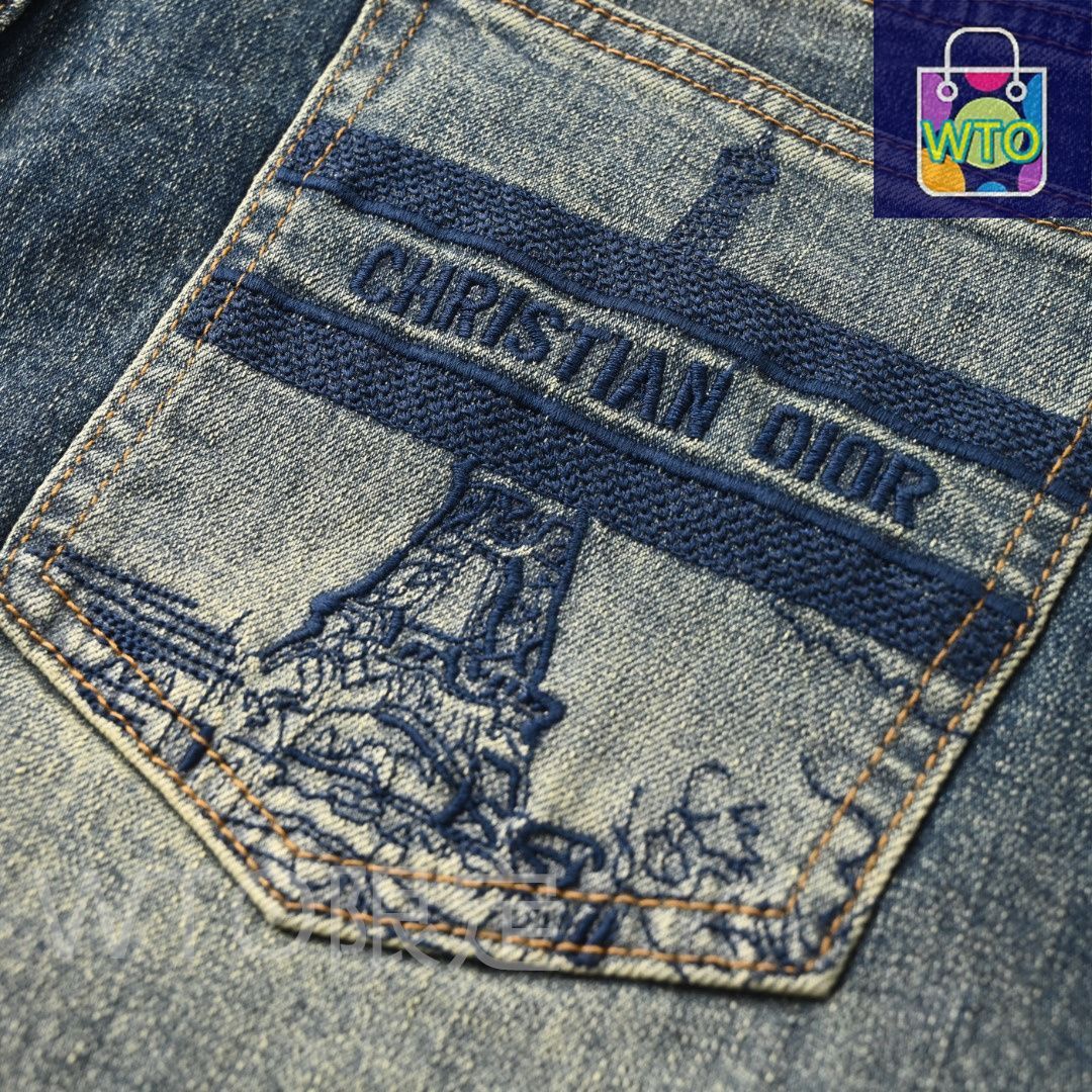 ディオール 後ポケットエッフェル塔刺繍デニムパンツ