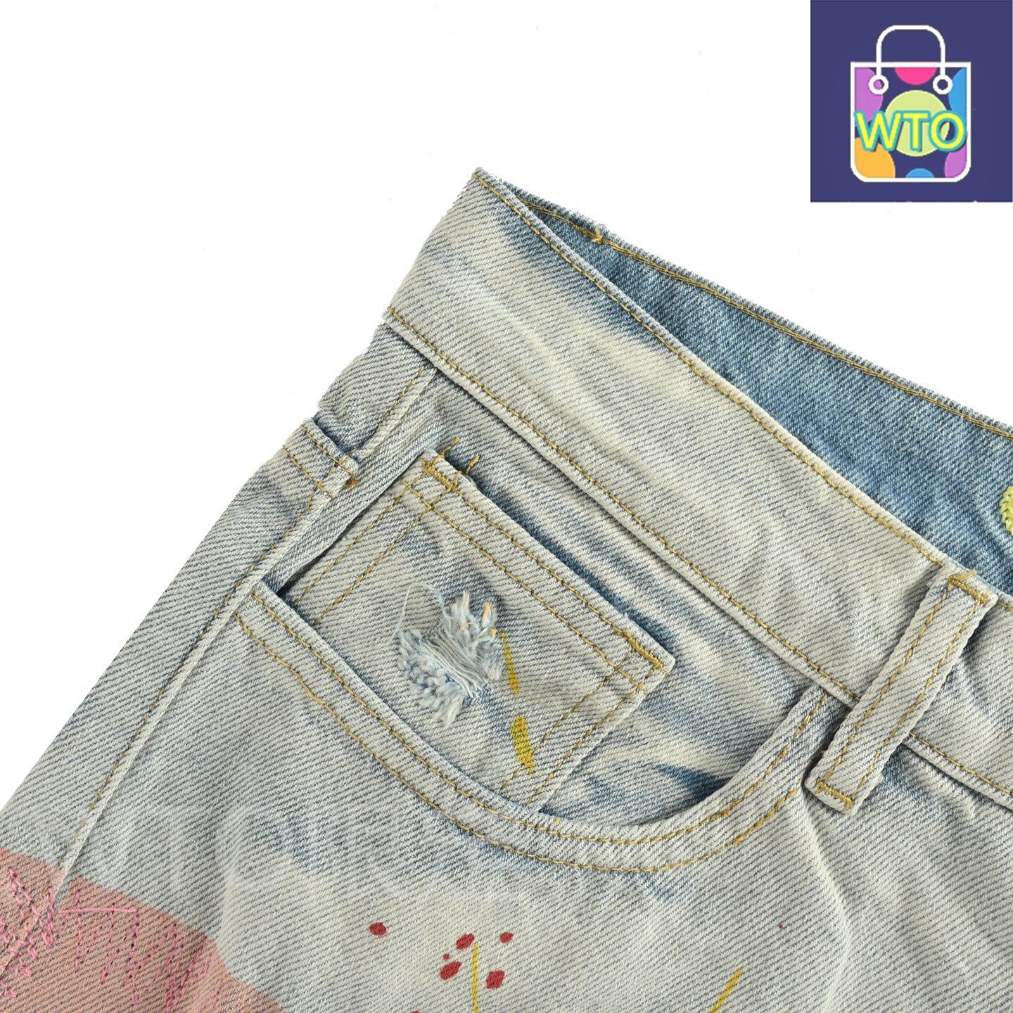 テディスマイル破れジーンズ 多段階洗水