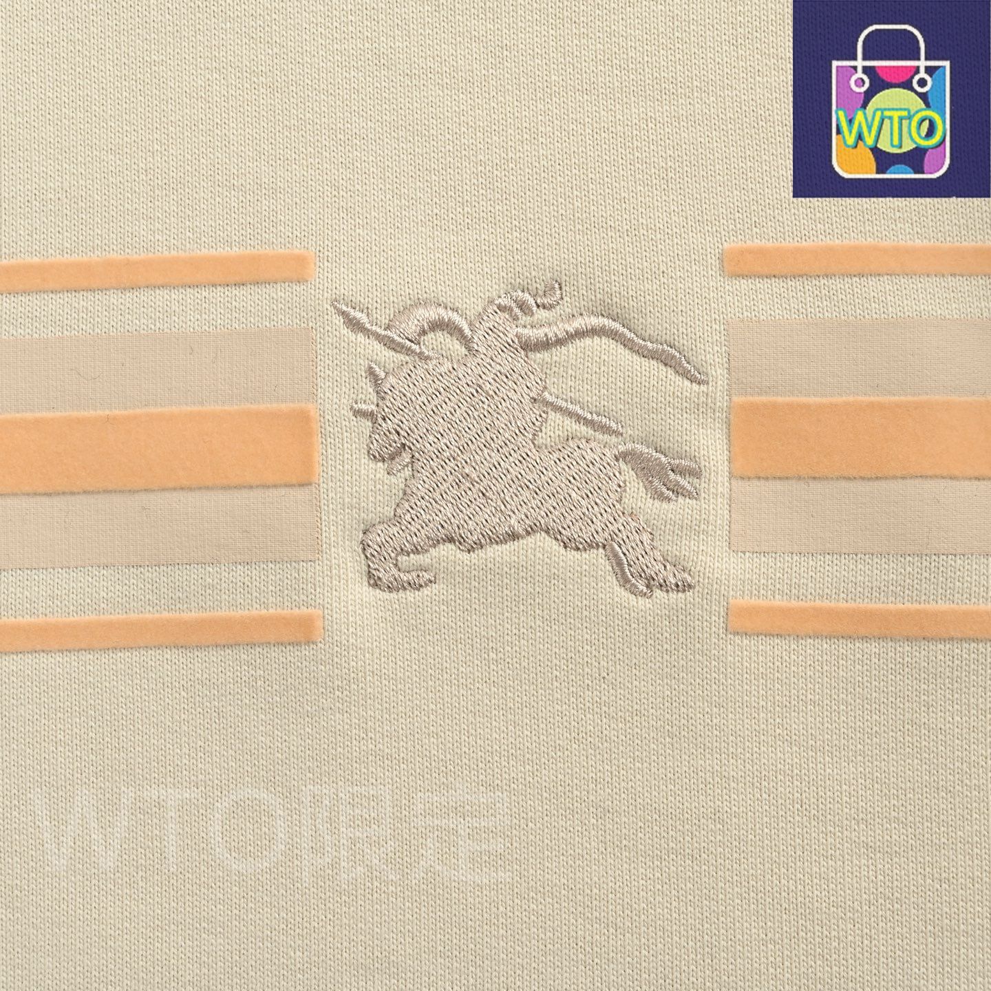 バーバリー 戦馬ロゴ刺繍横縞丸襟スウェット