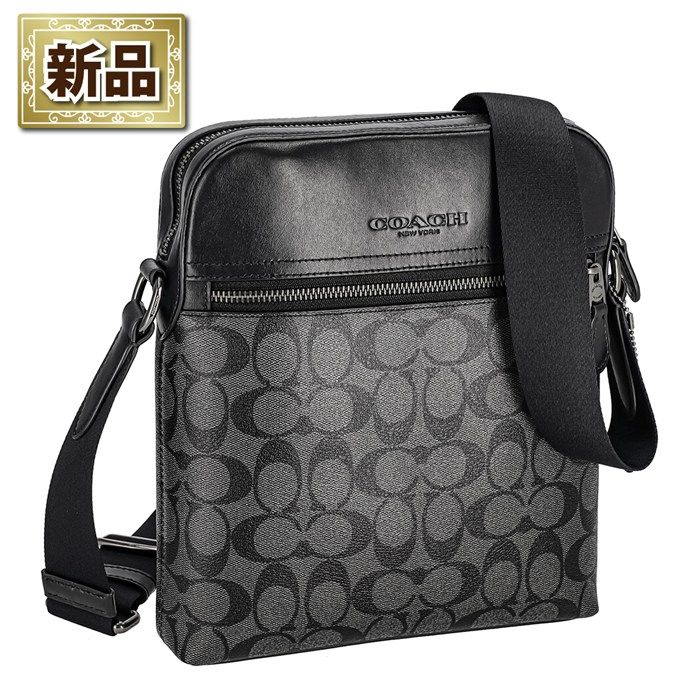 コーチ COACH ショルダーバッグ ハウストン フライト 4010 ブラック シグネチャー コーテッド キャンバス リファインド カーフ レザー ブラック金具
