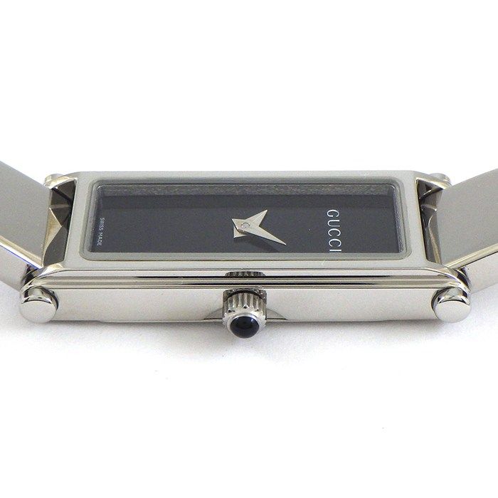 グッチ GUCCI 腕時計 バングルウォッチ 1500 L ホースビット レクタンギュラー ブラック文字盤 SS クオーツアナログ