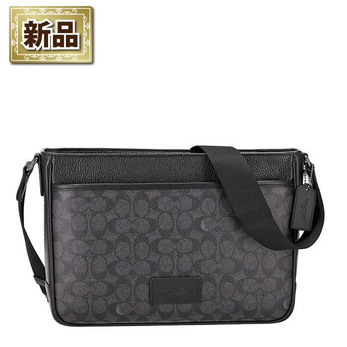 コーチ COACH ディストリクト クロスボディバッグ CY824 QBMI5 2025 AW チャコール シグネチャーキャンバス ブラック レザー